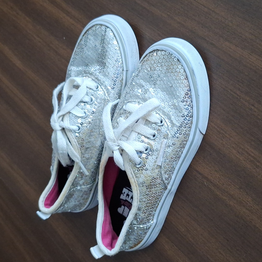 Air Speed Sleep Less Skate More Silver Sequined Skate Shoes